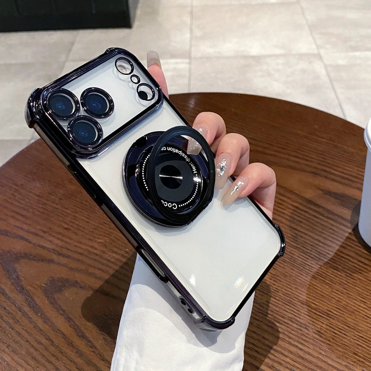 Clear Magnetic Phone Case With 360° Rotating Holder & Lens Protective Film For iPhone 17 Air 16E 15 14 13 12 11 Plus Pro Max