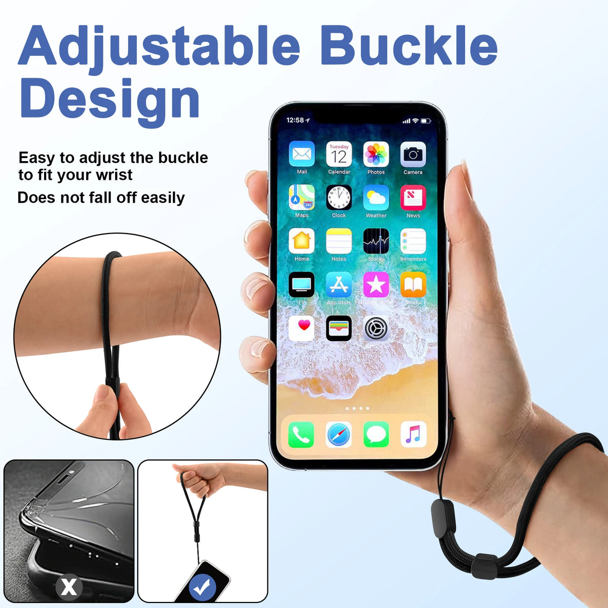 6Pcs/lot Hand Wrist Strap Lanyard Nylon Wristlet Straps For Cell Phone Case Holder Camera Key GoPro Wrist Band Lanyard