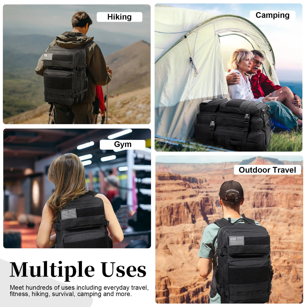 60L Army Military Tactical Backpack Men's Travel Large Capacity Rucksacks Men Waterproof Outdoor Sports Multi-functional Bags