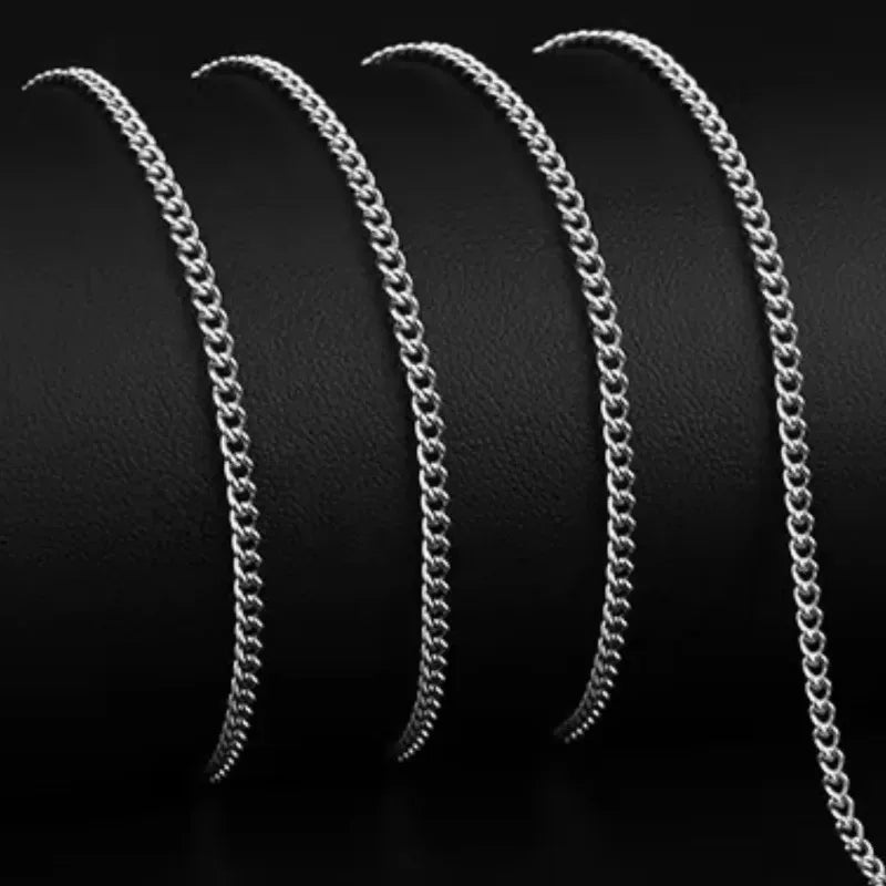 2mm Men's Cuban Chain Necklace Simple 925 Sterling Silver Necklace Fashion Titanium Steel Jewelry Trend Party Accessories Gifts