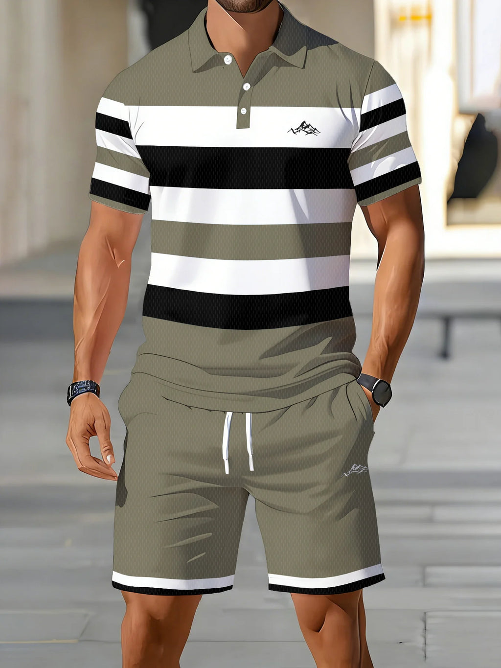 2026 Summer Men's Polo Shirt Set - 3D Printed Design Breathable Lightweight Comfortable Fashionable Outdoor Men's Clothing