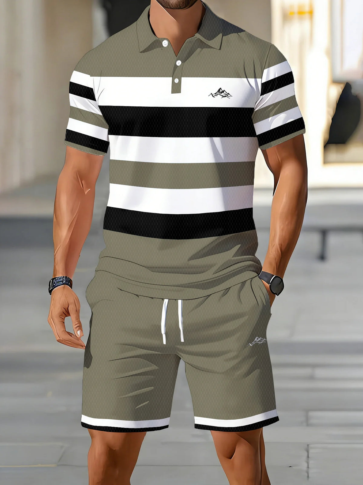 2026 Summer Men's Polo Shirt Set - 3D Printed Design Breathable Lightweight Comfortable Fashionable Outdoor Men's Clothing