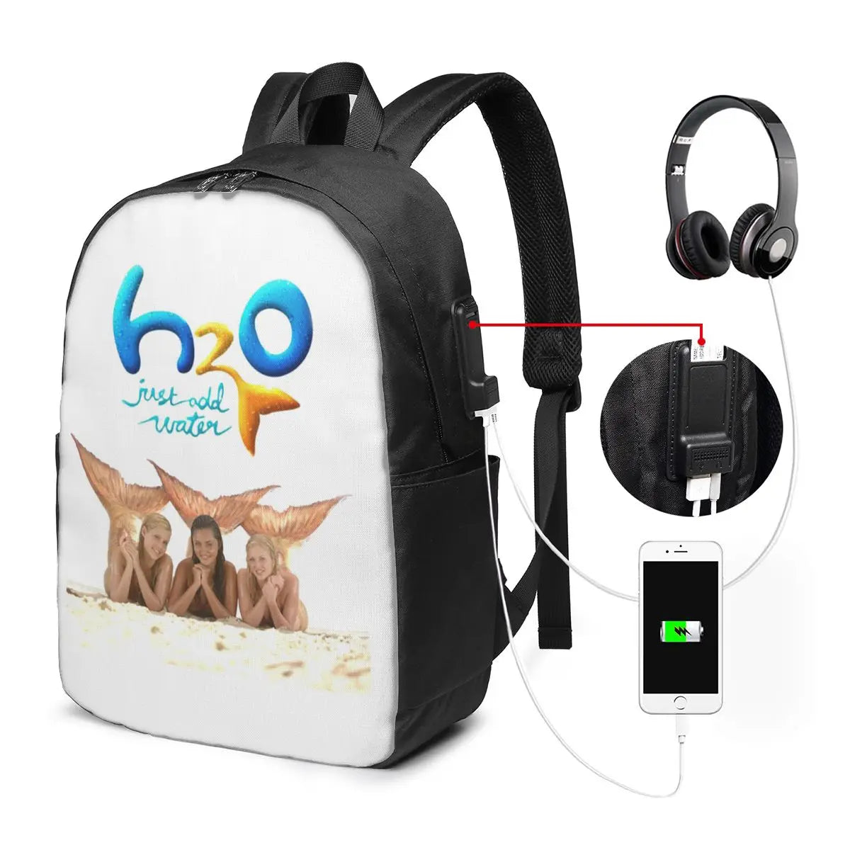 Cartoon Anime H2O Just Add Water Backpack Travel Notebook Bag Computer College Student School Bag Laptop Shoulder Bags