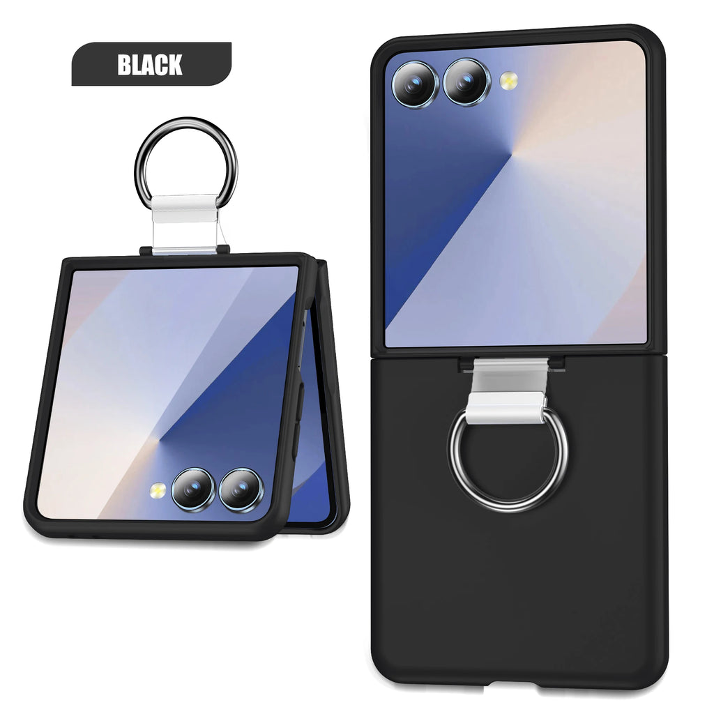 Shockproof Armor With Ring Holder Phone Case For Galaxy Z Flip 7 6 5 4 3 For Samsung Z Flip7 ZFlip7 flip6 5G Hard PC Back Cover