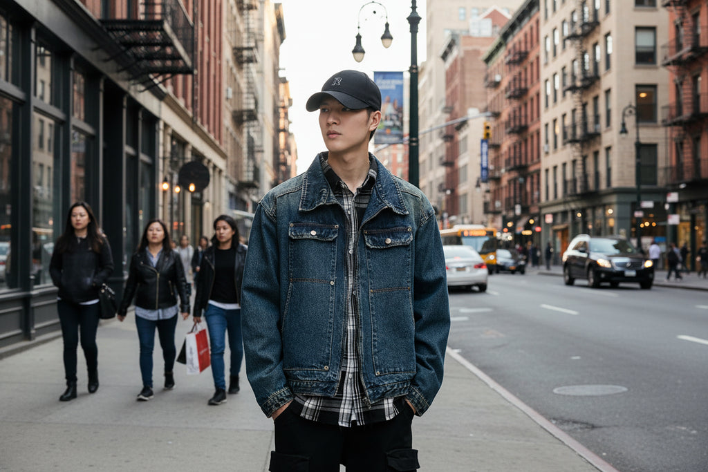 Vintage Washed Denim Jacket Men Streetwear Fashion Loose Casual Zipper Demim Cargo Jacket Spring Autumn Jeans Coat Outerwear
