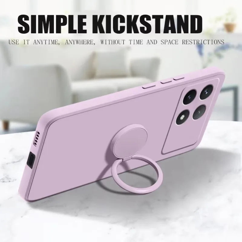Luxury Liquid Silicone Magnetic Holder Stand Phone Case For XiaoMi Redmi 12C A5 A3 A2 Note 14 13 12 Pro Plus 11 10 9 Back Cover