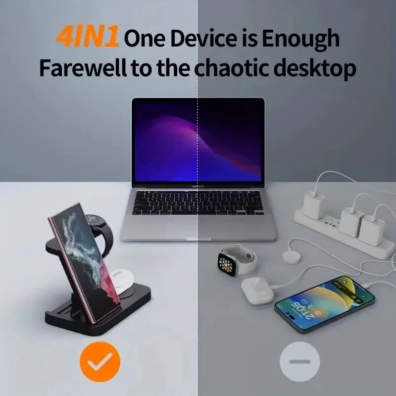 4 In 1 Wireless Smart Phone Watch Charger Stand Foldable For Samsung S23 S22 Galaxy Watch 5 4 3 Active2/1 Fast Charging Station