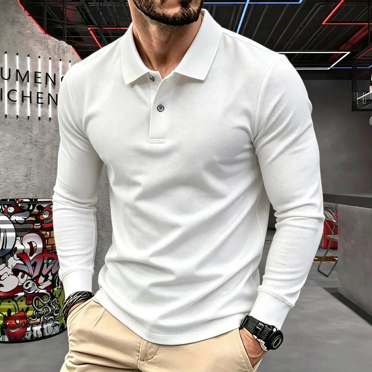 100% pure cotton high-end brand men's long sleeve polo shirt autumn winter fashionable luxury embroidery golf top casual T-shirt