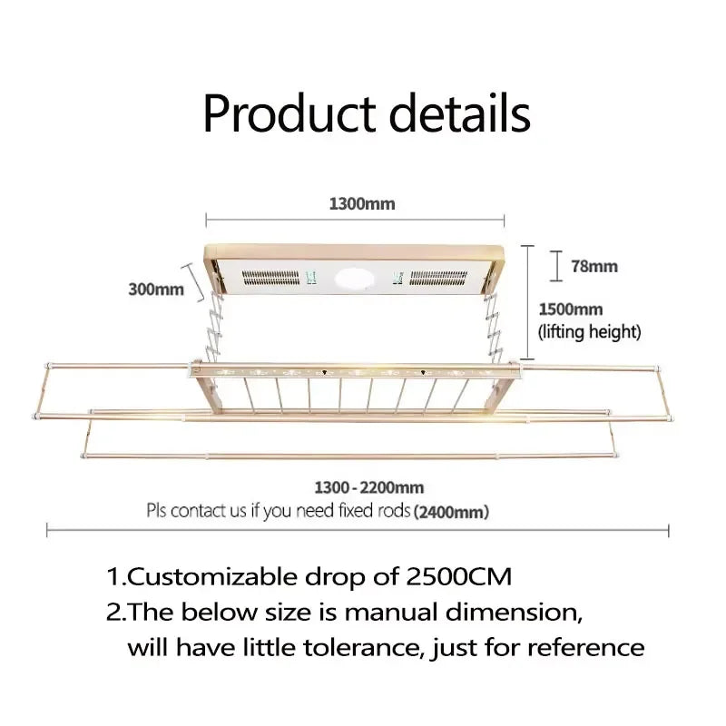 Fashion Home & Balcony Use Electric Automatic Lifting Hanger New Design Foldable Clothes Drying Rack with Heating Feature