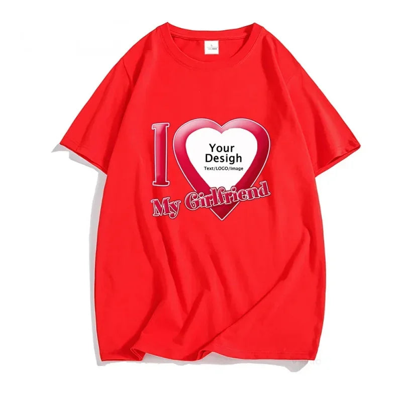 DIY I Love My Boyfriend Girlfriend T-shirt For Mens Women Custom Photo