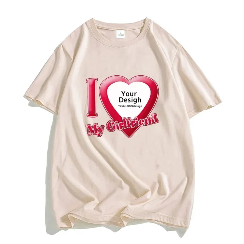 DIY I Love My Boyfriend Girlfriend T-shirt For Mens Women Custom Photo