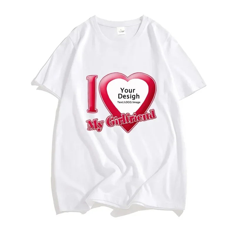 DIY I Love My Boyfriend Girlfriend T-shirt For Mens Women Custom Photo