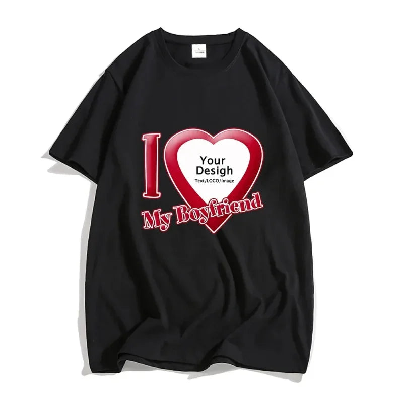 DIY I Love My Boyfriend Girlfriend T-shirt For Mens Women Custom Photo