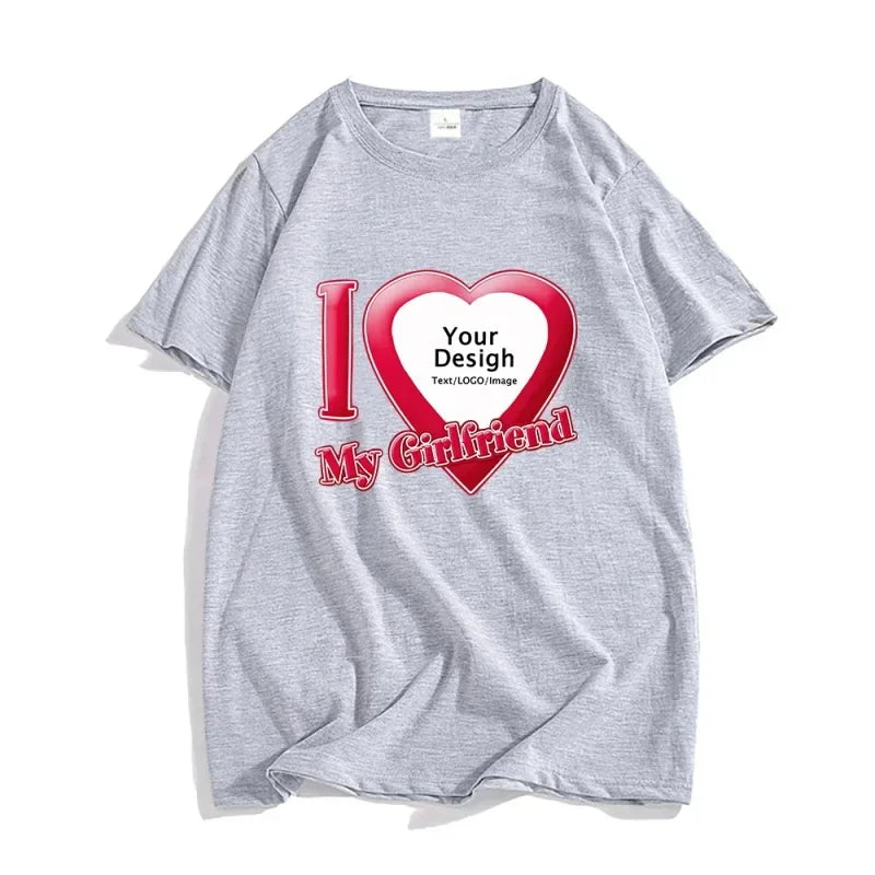 DIY I Love My Boyfriend Girlfriend T-shirt For Mens Women Custom Photo