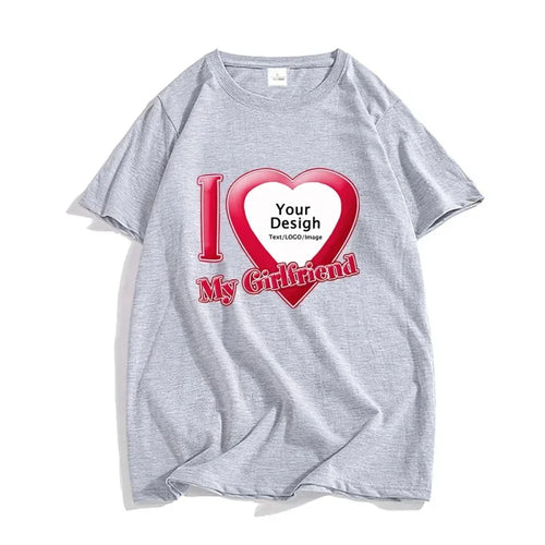 DIY I Love My Boyfriend Girlfriend T-shirt For Mens Women Custom Photo