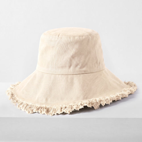 Frayed Cotton Bucket Hat for Summer – Stylish Casual Cotton Sun Hat