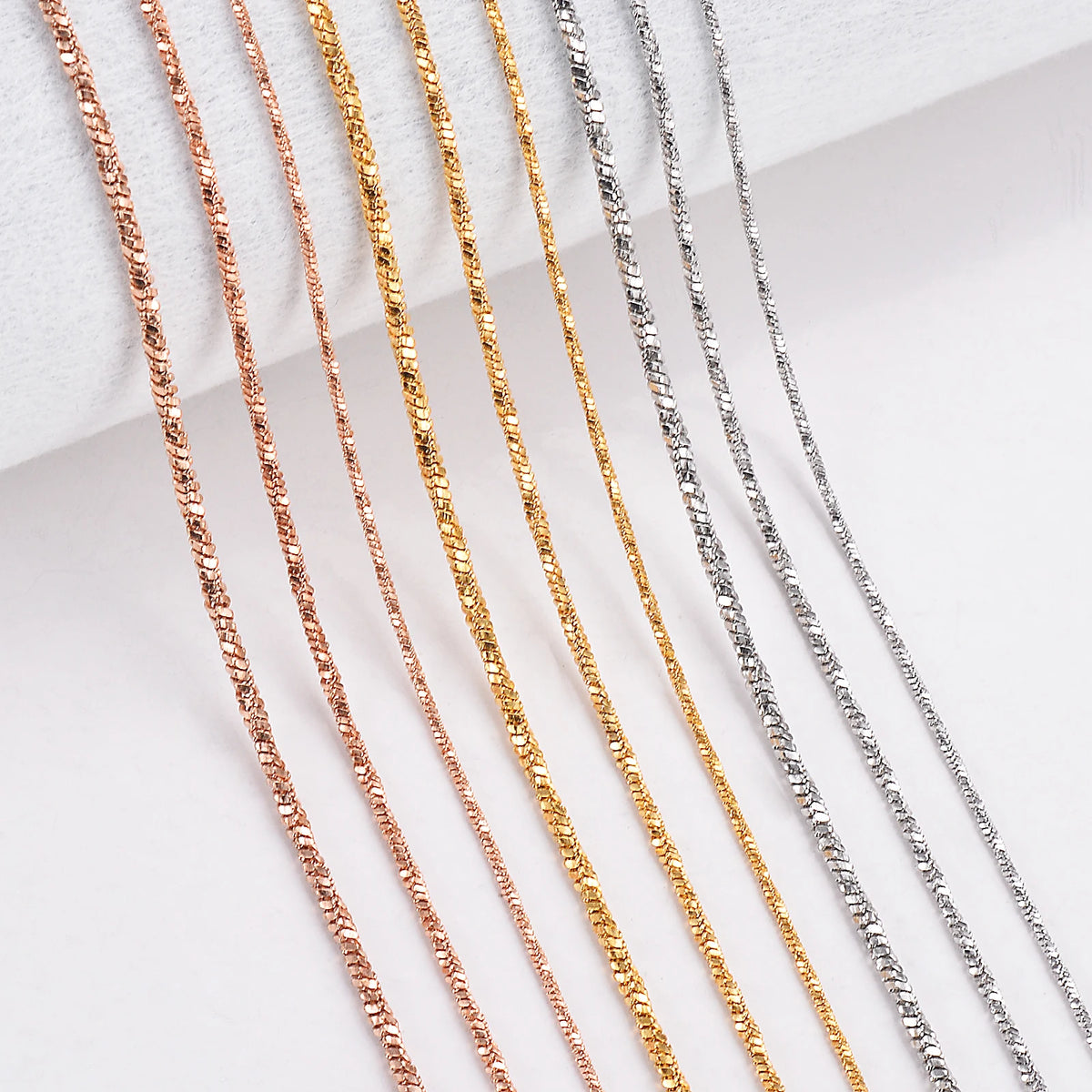 1 Piece Width 0.9/1.2/1.5mm Tiny Twisted Square Snake Necklaces
