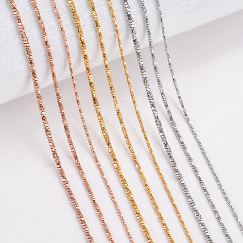 1 Piece Width 0.9/1.2/1.5mm Tiny Twisted Square Snake Necklaces