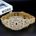 Sunspicems Wide Morocco Belt For Women Caftan Dress Waist Chain Gold