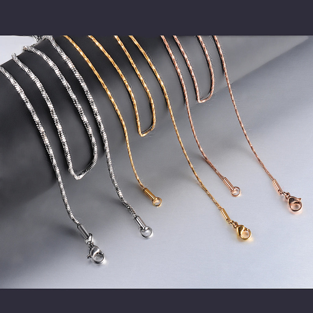 1 Piece Width 0.9/1.2/1.5mm Tiny Twisted Square Snake Necklaces