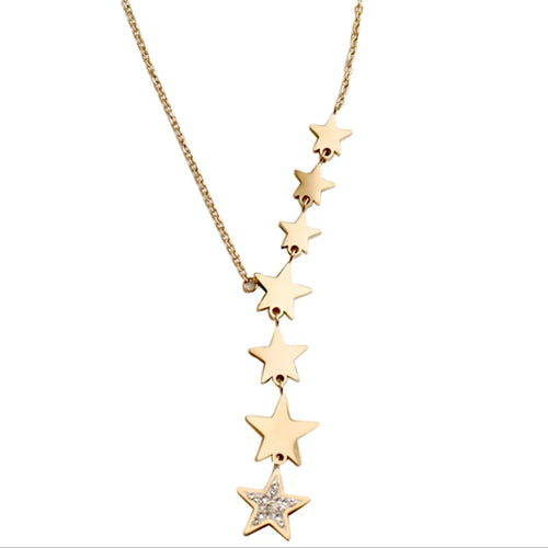 XIYANIKE 316L Stainless Steel Stars Zircon Necklaces Charms Chain
