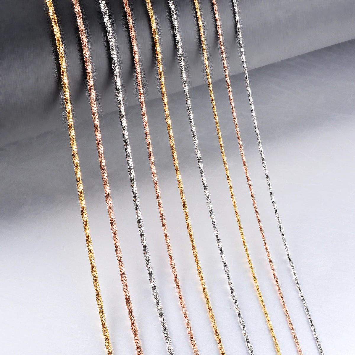 1 Piece Width 0.9/1.2/1.5mm Tiny Twisted Square Snake Necklaces