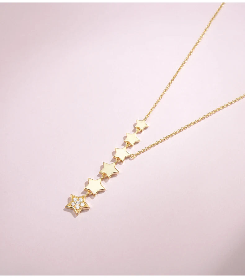 XIYANIKE 316L Stainless Steel Stars Zircon Necklaces Charms Chain