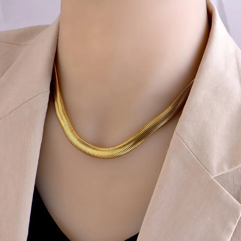 XIYANIKE 316L Stainless Steel Thick Snake Bone Necklace For Women Punk