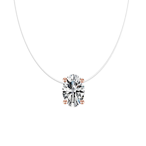 Luxury Bling AAA Oval Zircon Necklace Invisible Transparent Fishing