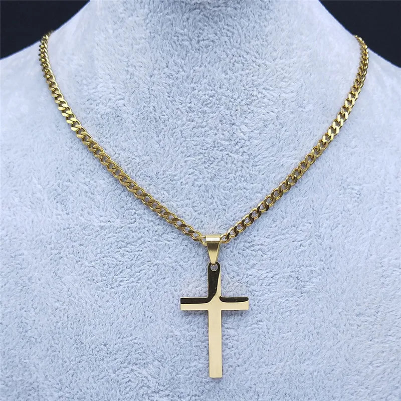 Christian Hip Hop Stainless Steel Jesus Cross Chain Necklace for Women