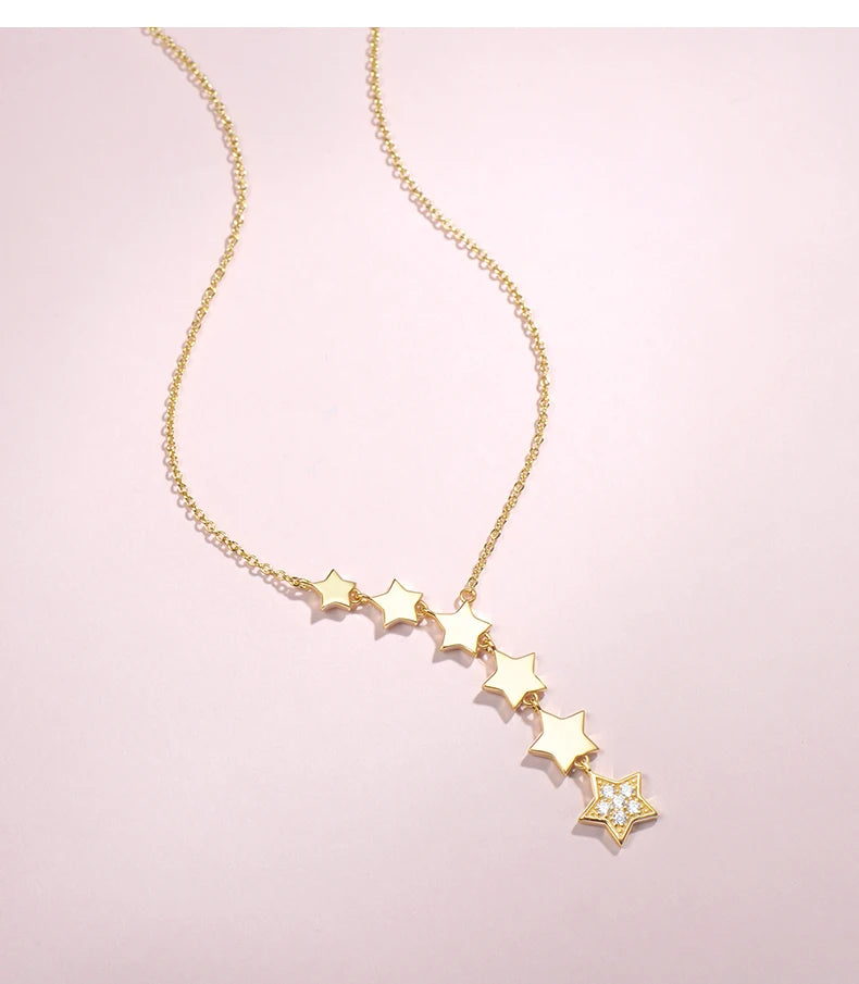 XIYANIKE 316L Stainless Steel Stars Zircon Necklaces Charms Chain