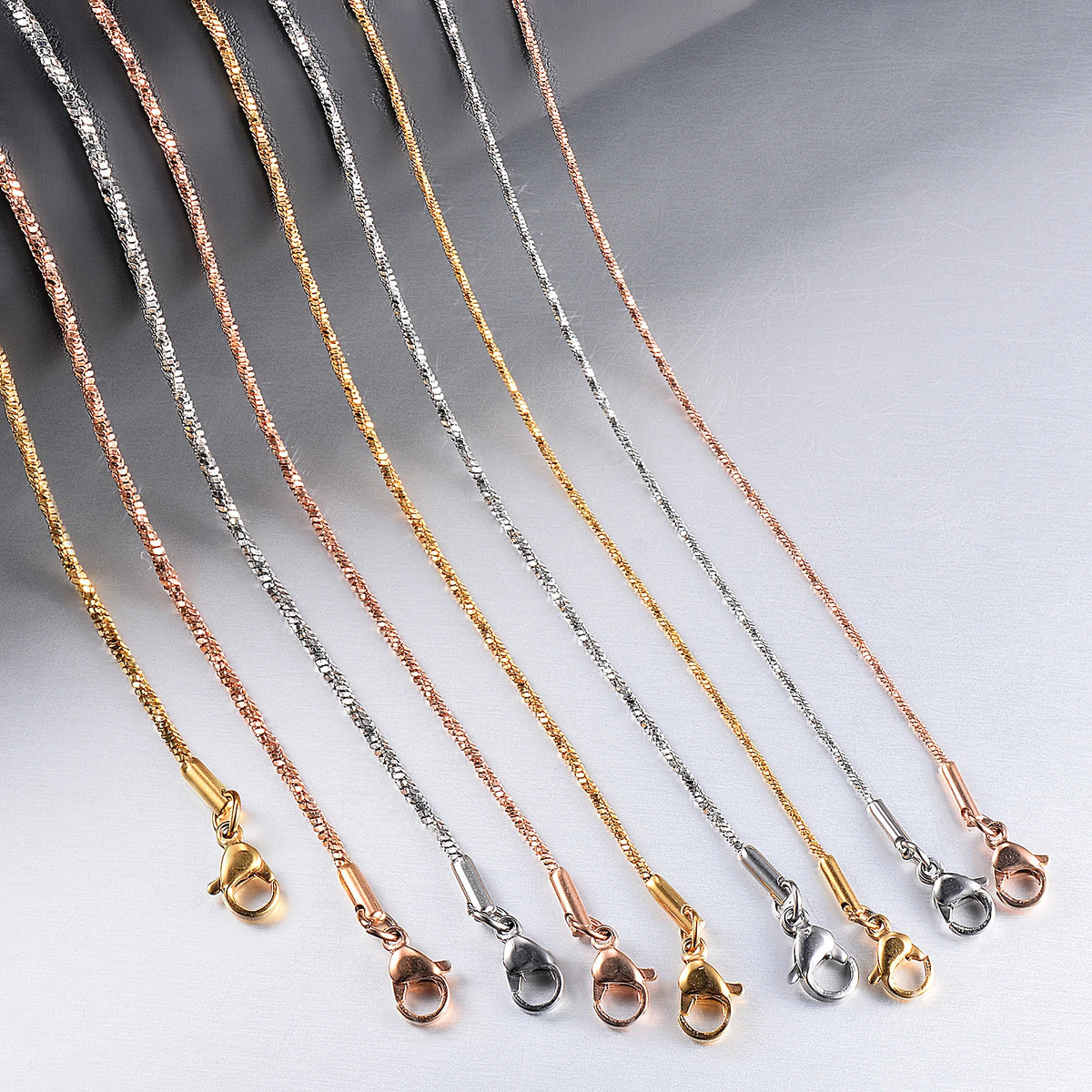 1 Piece Width 0.9/1.2/1.5mm Tiny Twisted Square Snake Necklaces