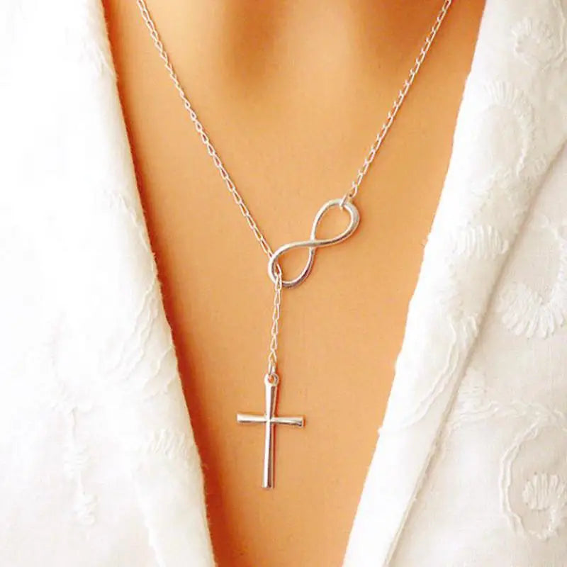 Hot Selling New Punk Minimalist Infinity Luck 8 Cross Leaf Pendants