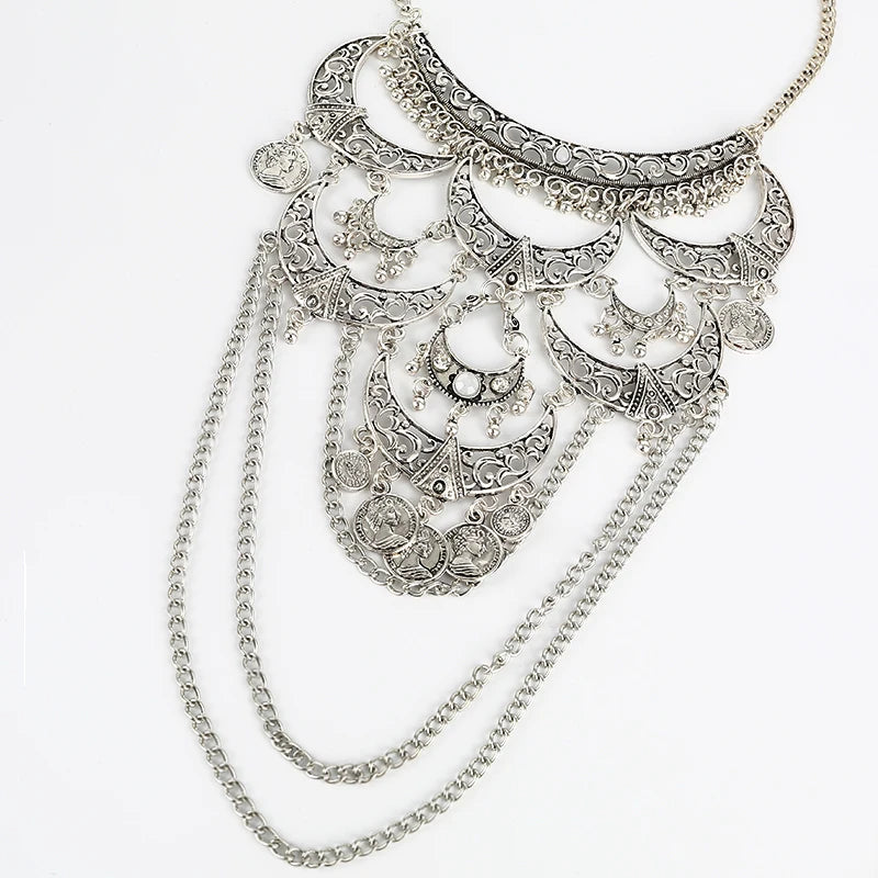 Collares Boho Maxi Choker Collier Femme Necklace Geometric Chain Coin