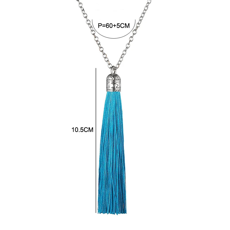 Boho Tassel Pendants Necklaces For Women Ethnic Vintage Statement