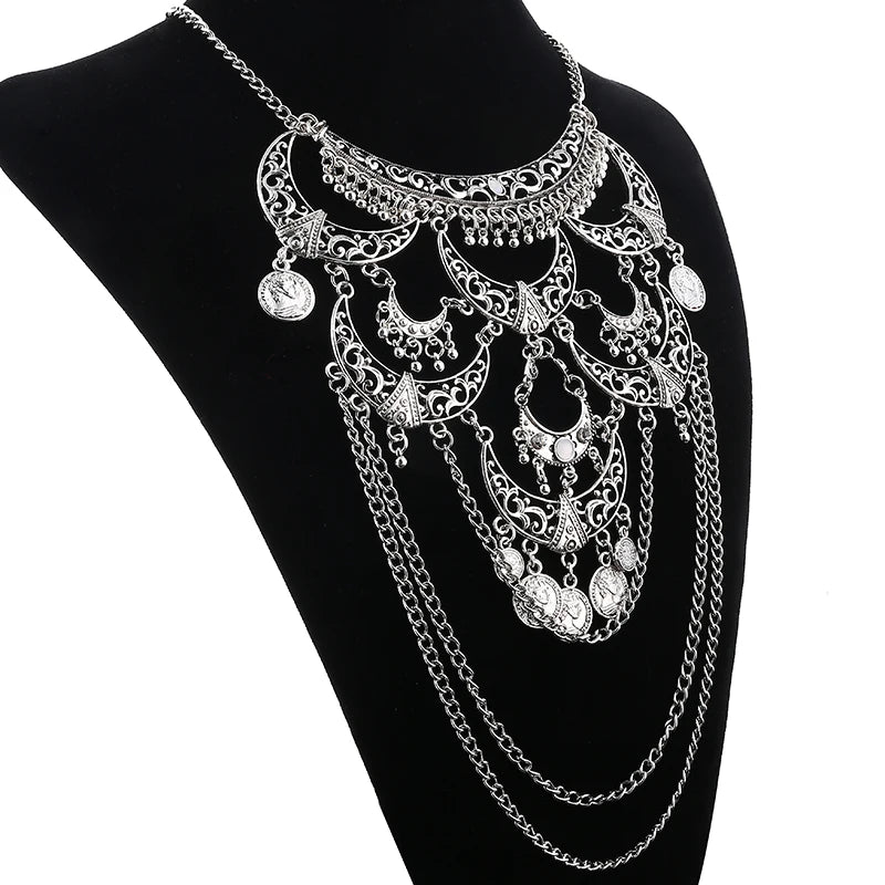 Collares Boho Maxi Choker Collier Femme Necklace Geometric Chain Coin