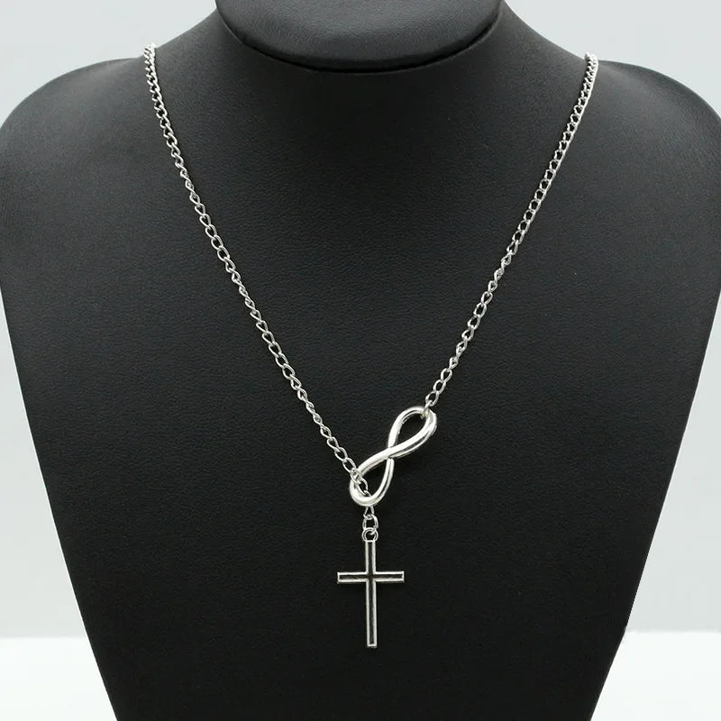 Hot Selling New Punk Minimalist Infinity Luck 8 Cross Leaf Pendants
