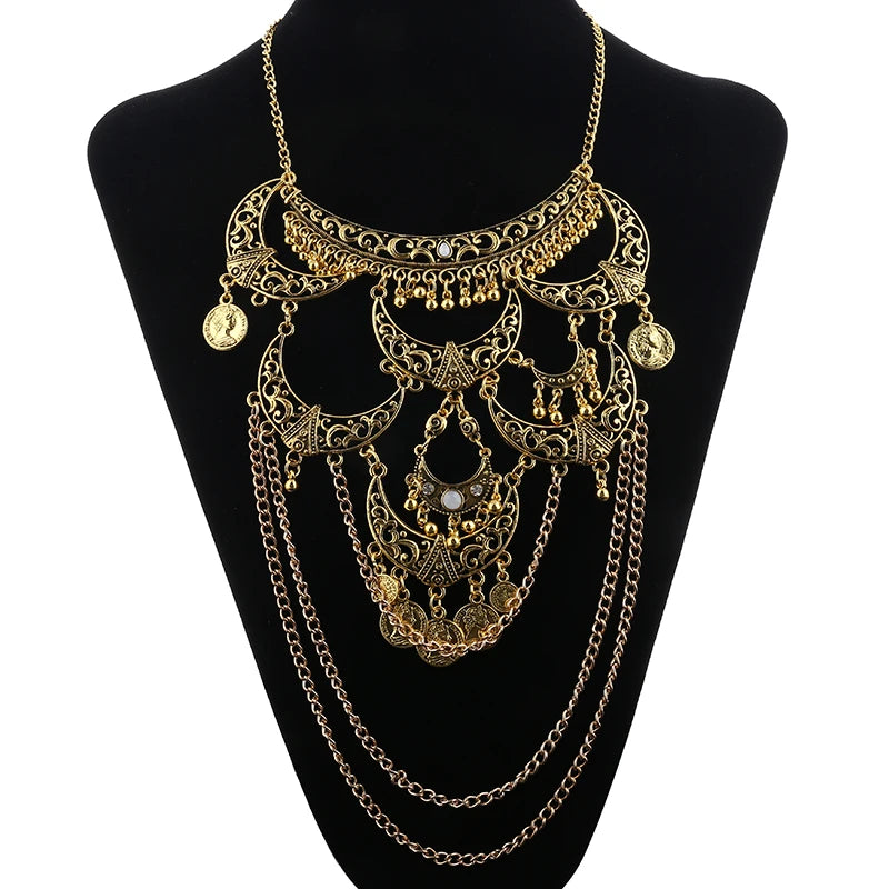 Collares Boho Maxi Choker Collier Femme Necklace Geometric Chain Coin
