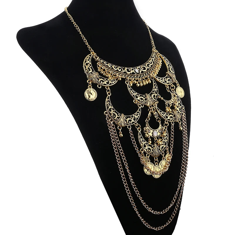 Collares Boho Maxi Choker Collier Femme Necklace Geometric Chain Coin