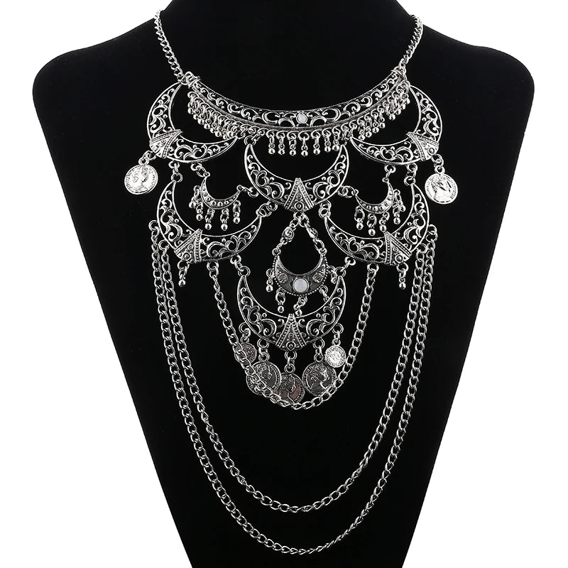 Collares Boho Maxi Choker Collier Femme Necklace Geometric Chain Coin