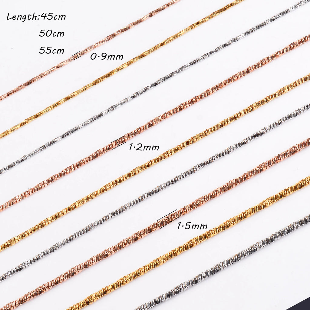 1 Piece Width 0.9/1.2/1.5mm Tiny Twisted Square Snake Necklaces