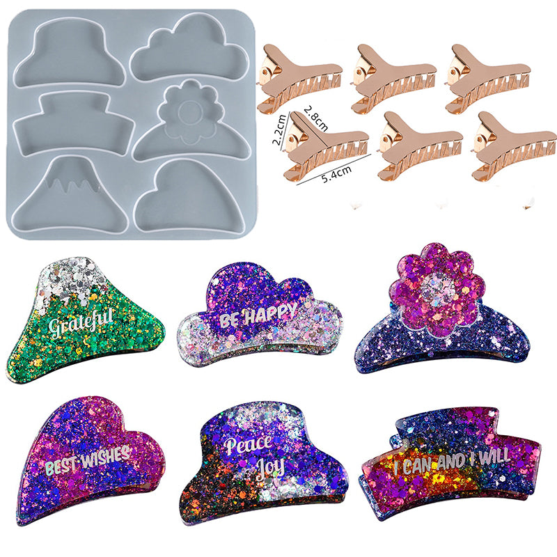 Hair Claw Clips Silicone Resin Molds Metal Geometric Barrettes Epoxy