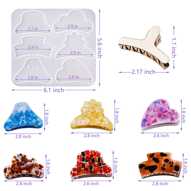 Hair Claw Clips Silicone Resin Molds Metal Geometric Barrettes Epoxy