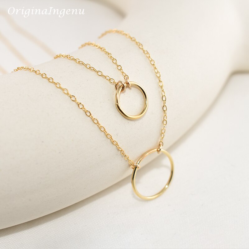 Hammered Circle Necklace Handmade | Hammered Gold Filled Jewelry -