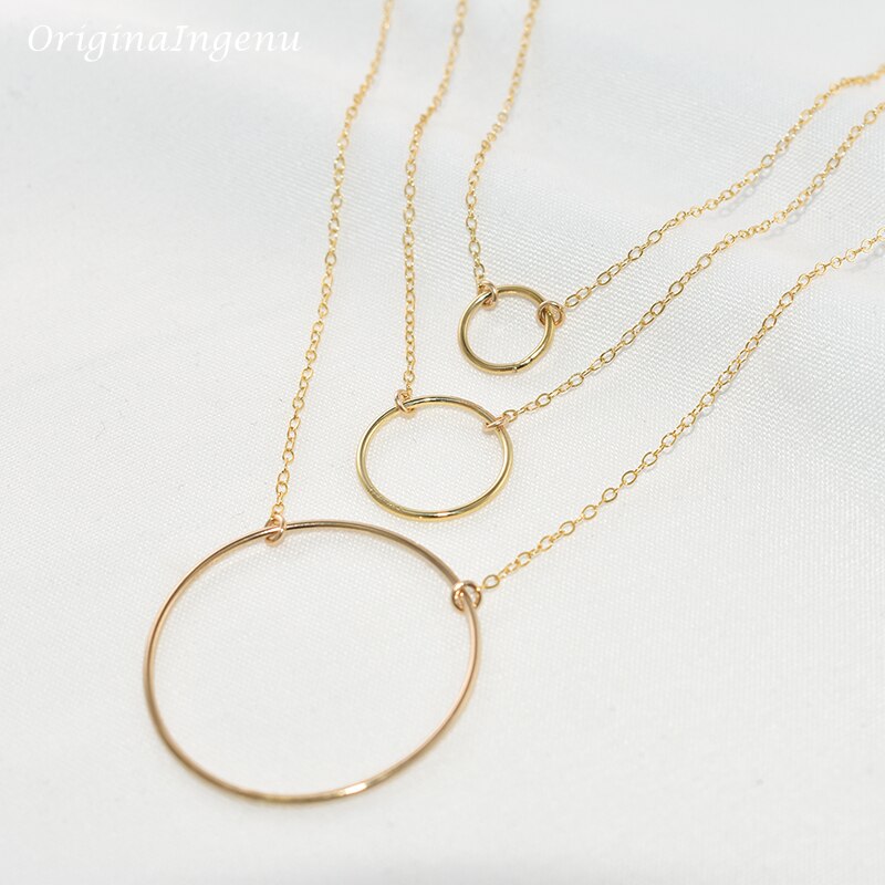 Hammered Circle Necklace Handmade | Hammered Gold Filled Jewelry -