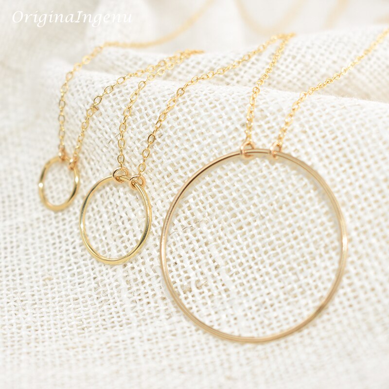 Hammered Circle Necklace Handmade | Hammered Gold Filled Jewelry -