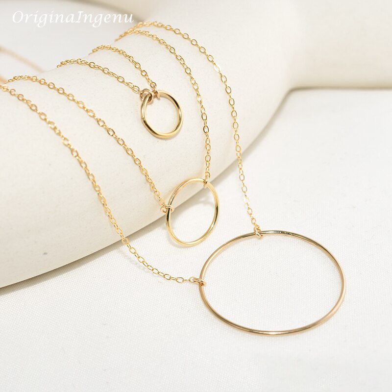 Hammered Circle Necklace Handmade | Hammered Gold Filled Jewelry -