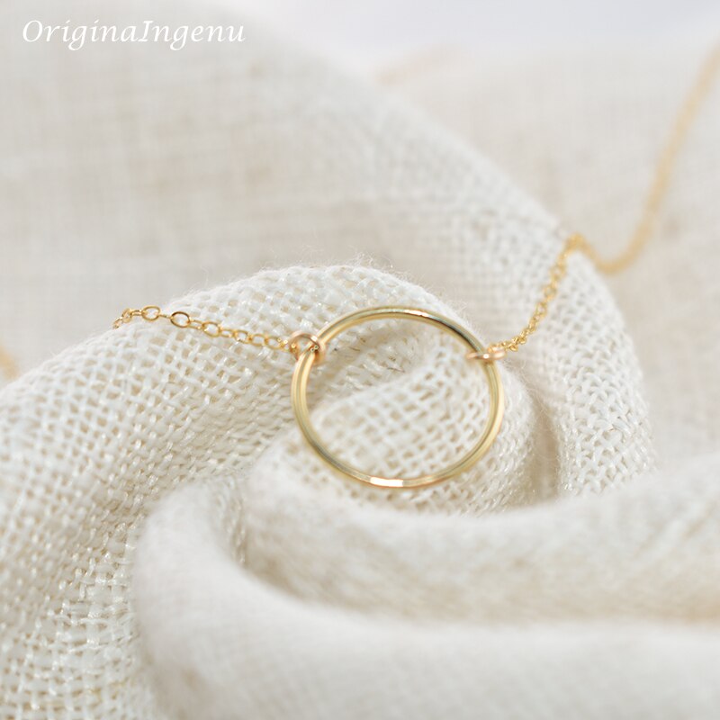 Hammered Circle Necklace Handmade | Hammered Gold Filled Jewelry -