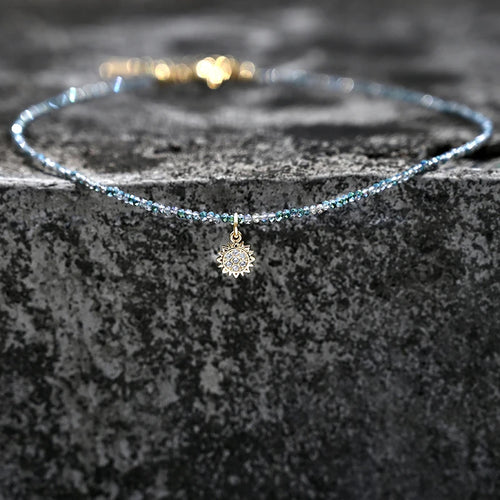 Stainless Steel Crystal Necklace for Women Ice Beads Star Sunflower