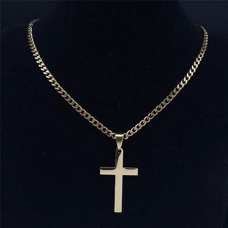 Christian Hip Hop Stainless Steel Jesus Cross Chain Necklace for Women